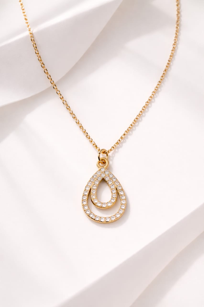 Heaven Hides Crystal Teardrop Pendant Necklace