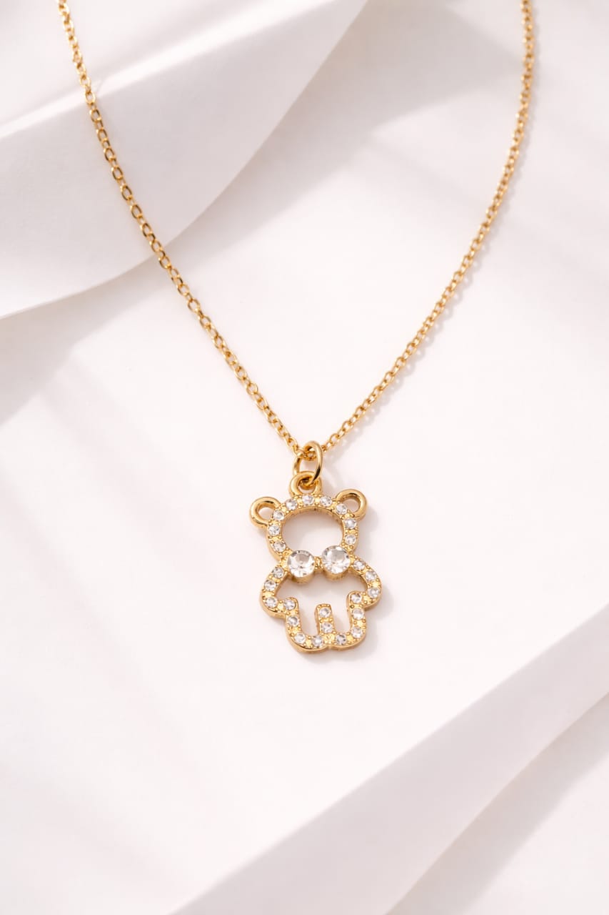 Heaven Hides Teddy Love Gold Pendant Necklace for Her | Cute Minimal Jewellery