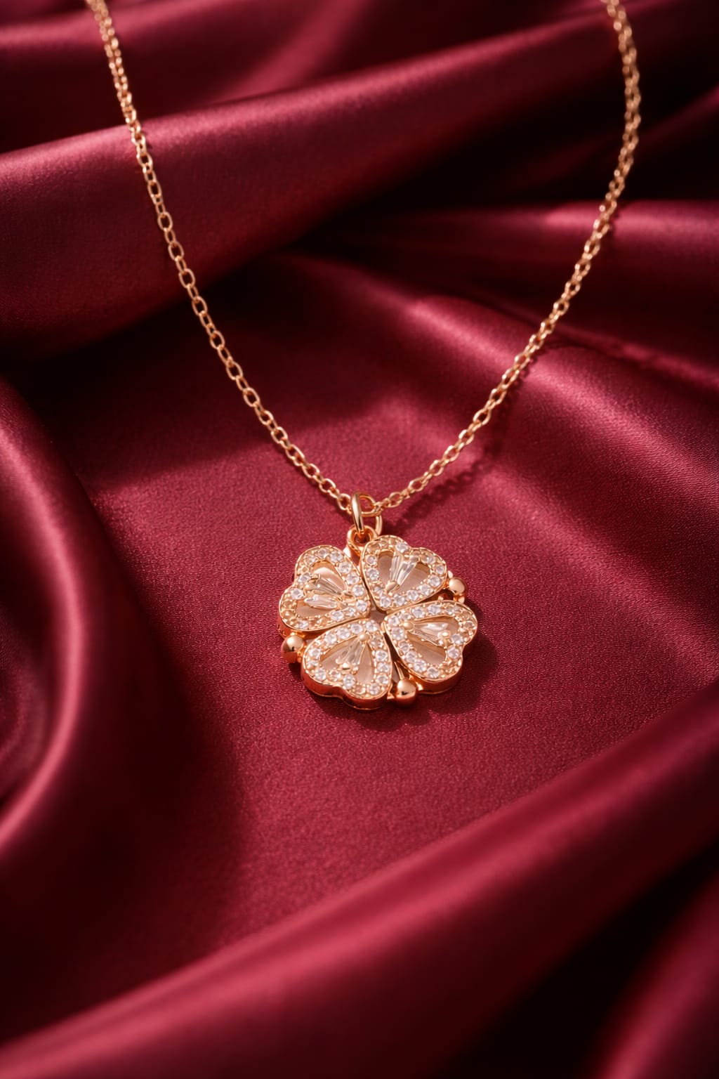 Heaven Hides Rose Gold Magnetic Bloom Pendant Necklace