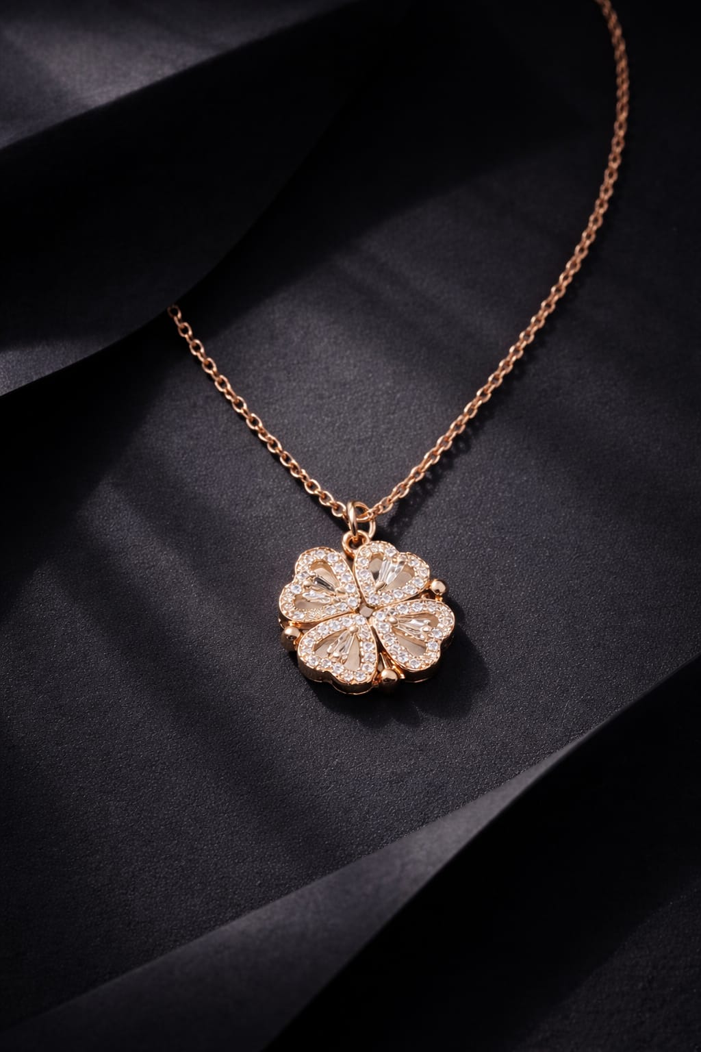 Heaven Hides Rose Gold Magnetic Bloom Pendant Necklace