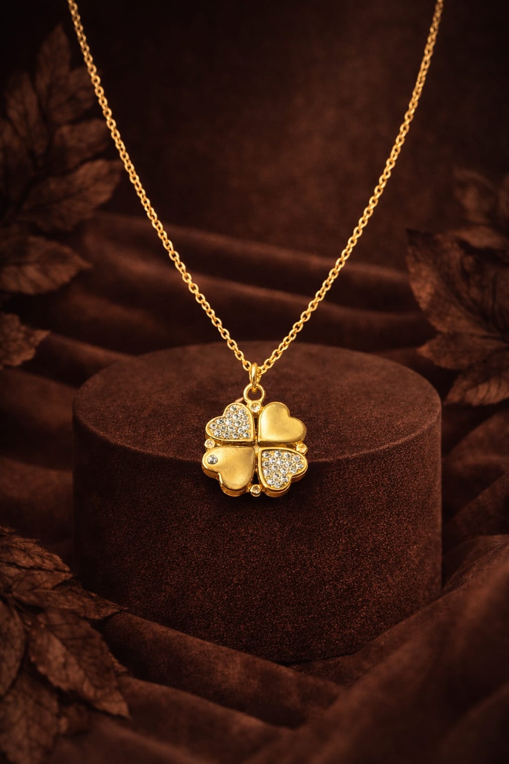 Heaven Hides – Gold Magnetic Clover of Hearts Pendant Necklace