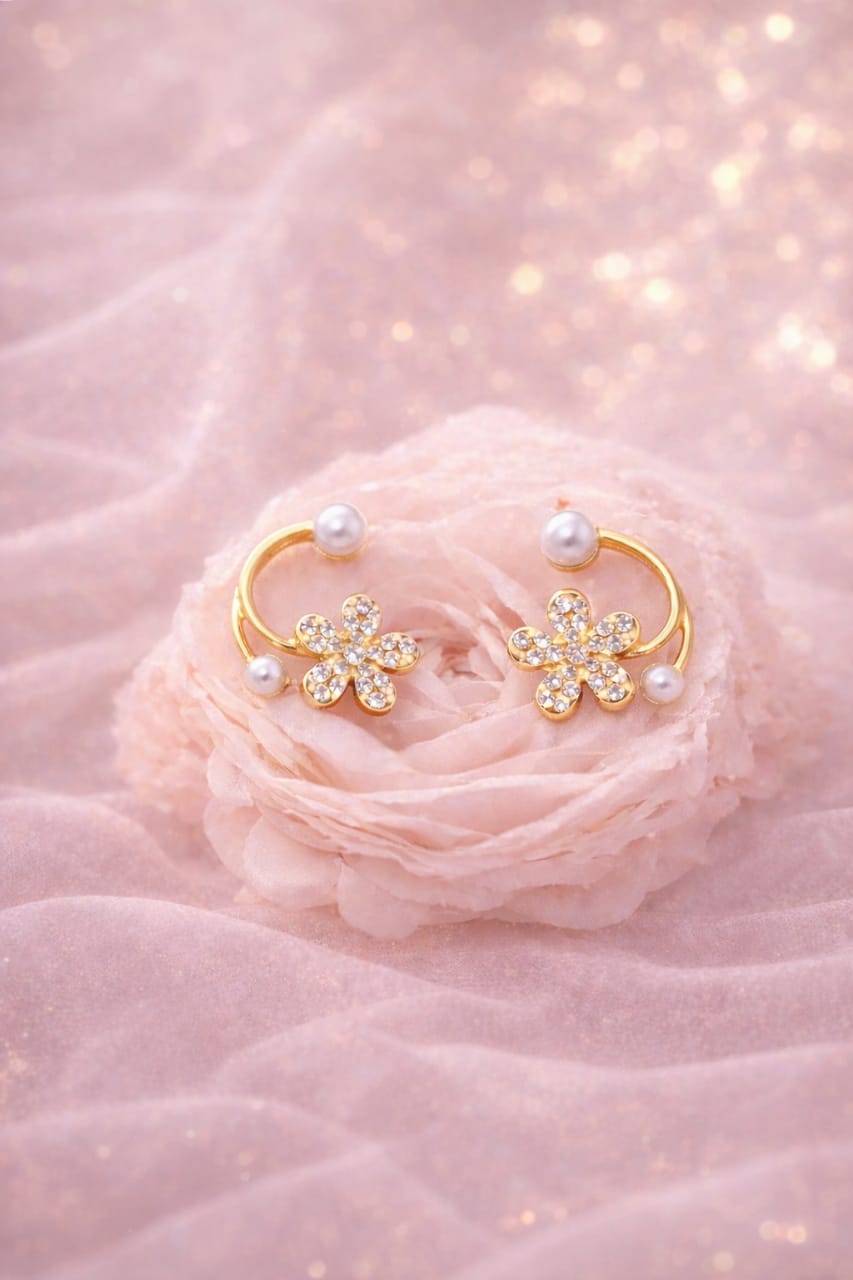Heaven Hides Pearl Bloom Gold Earrings