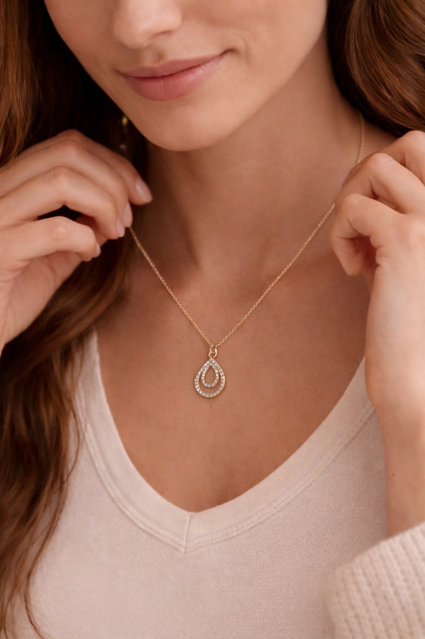 Heaven Hides Crystal Teardrop Pendant Necklace