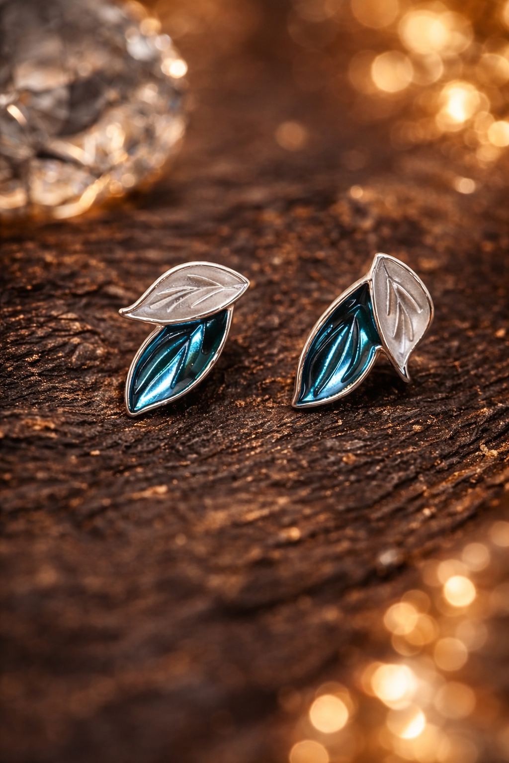 Heaven Hides Midnight Leaf Silver Earrings