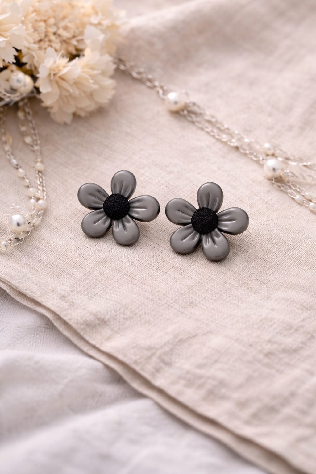 Heaven Hides Midnight Bloom Flower Earrings
