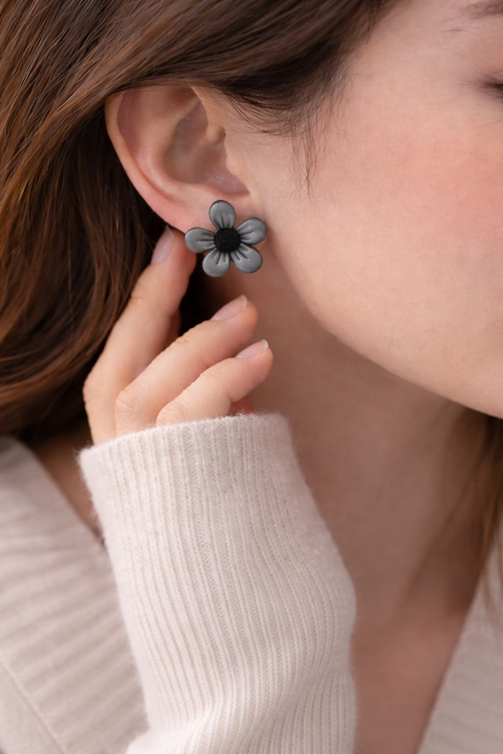 Heaven Hides Midnight Bloom Flower Earrings