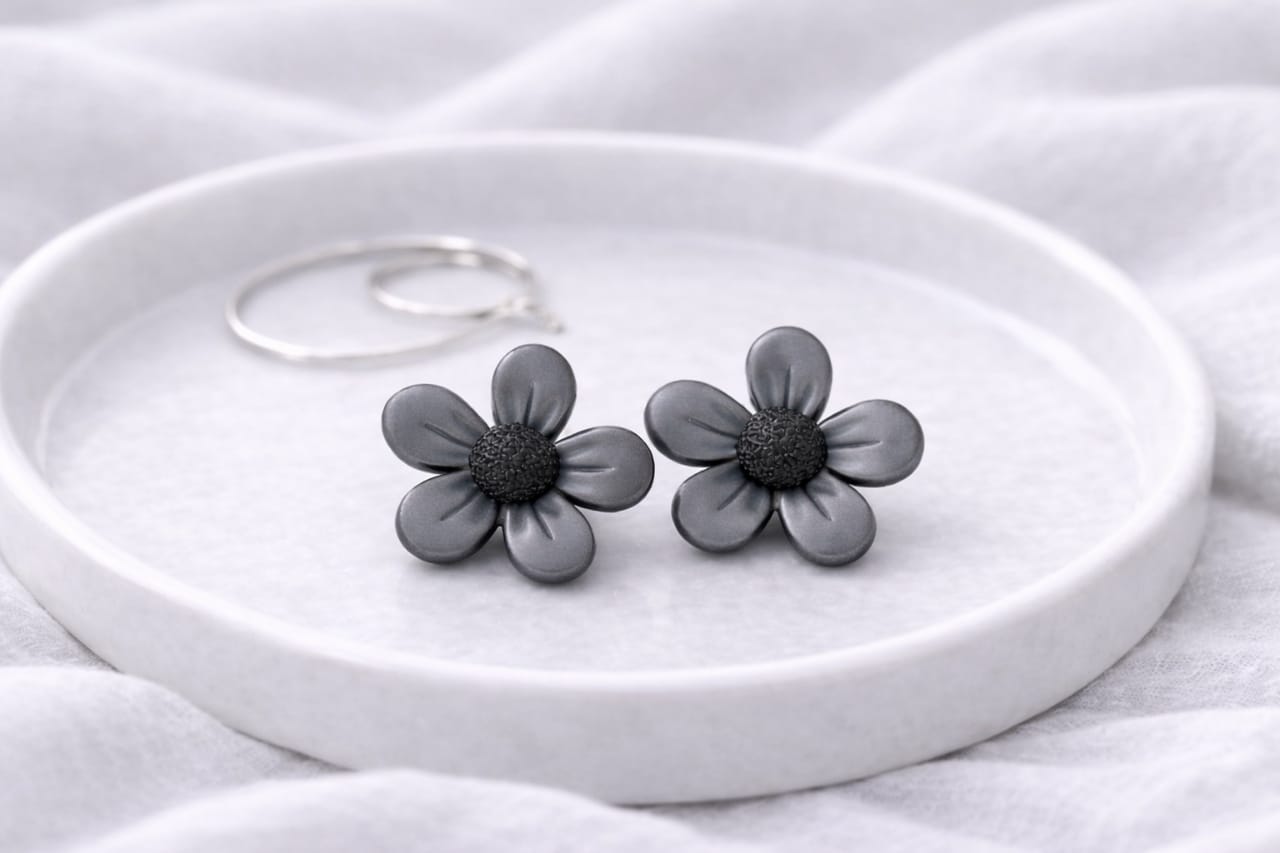 Heaven Hides Midnight Bloom Flower Earrings