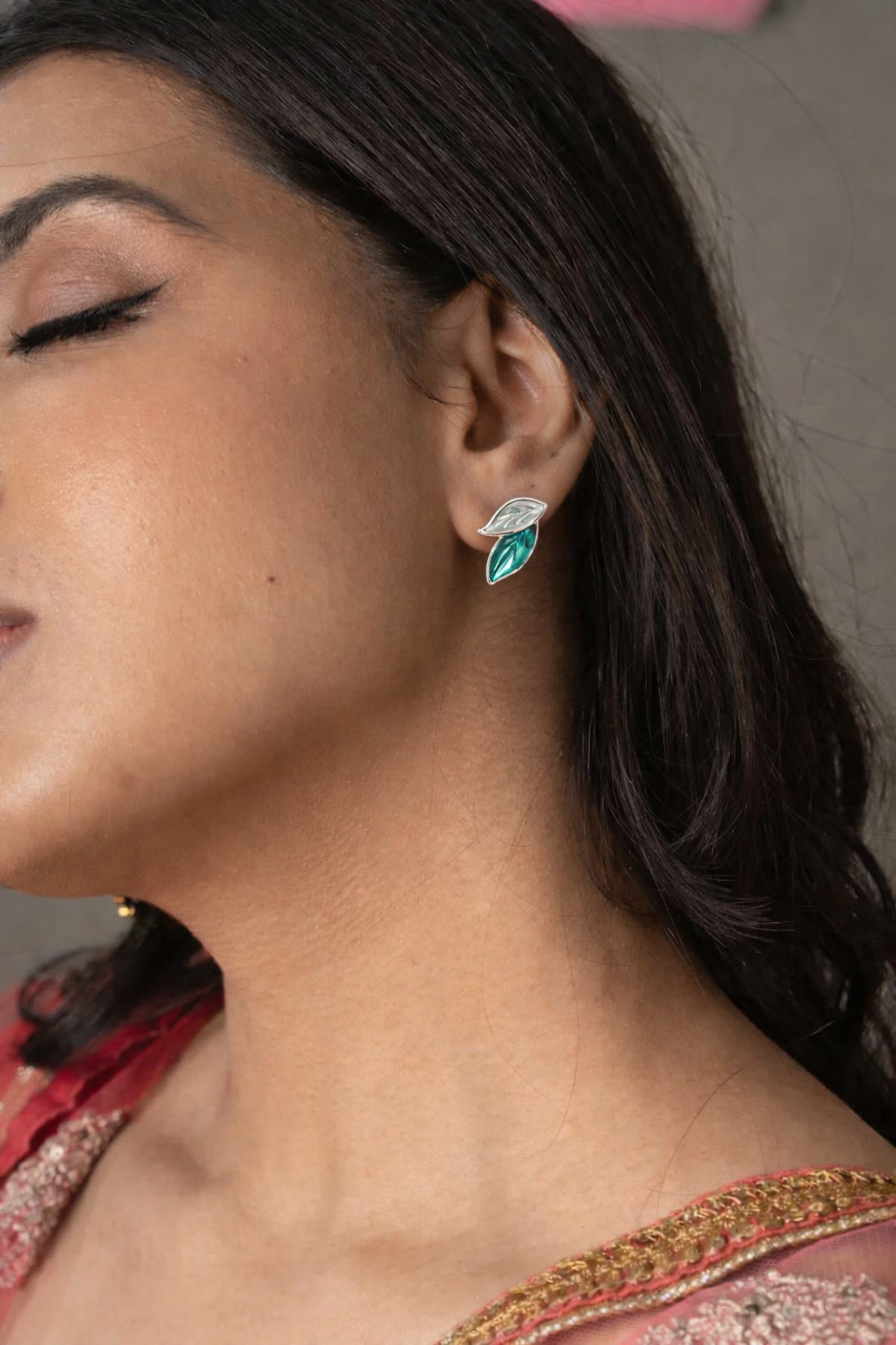 Heaven Hides Midnight Leaf Silver Earrings