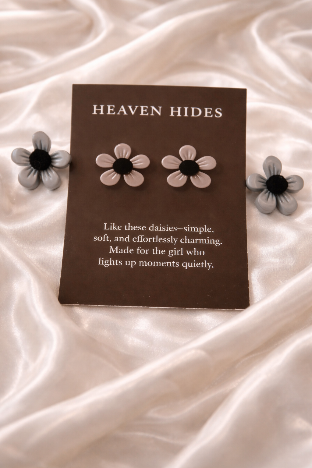 Heaven Hides Midnight Bloom Flower Earrings